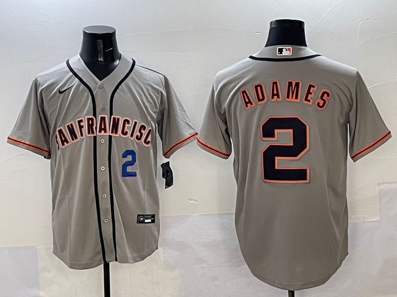 Men San Francisco Giants 2 Adames Grey Game Nike 2025 MLB Jersey style 32